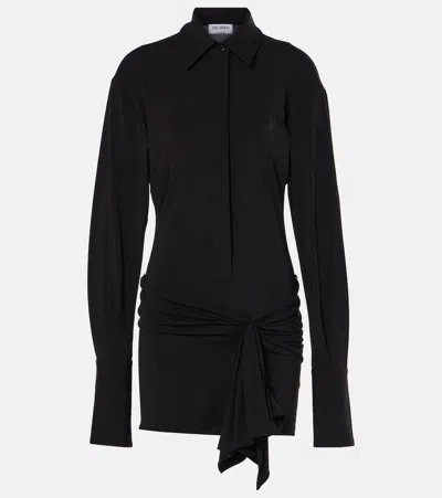 Attico Cutout Draped Jersey Shirt Dress In Black