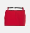 Attico Cutout Belted Crêpe Miniskirt In Red