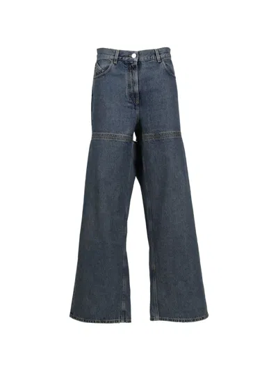 Attico Cut-out Wide-leg Jeans In Blue