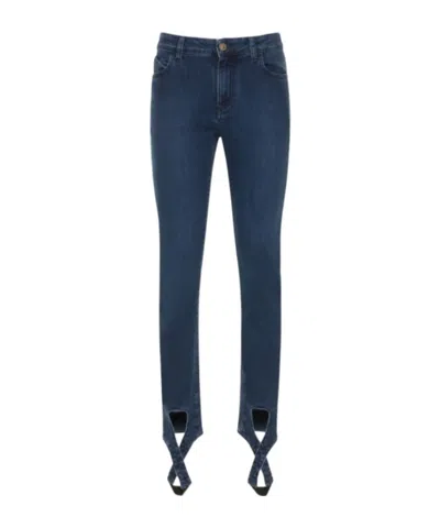 Attico Dakota Cross Stirrup Denim Jeans In Blue