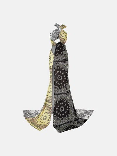 Attico Yellow Dara Bandana Print Maxi Dress In Multicolor