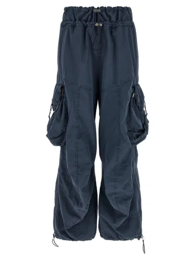 Attico Dark Blue Oversized Cargos Pants