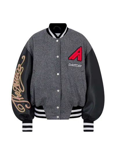 Attico Dark Gray Bomber Jacket In Multi