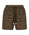 Attico Dark Green And Dark Brown Short Pant In Multi