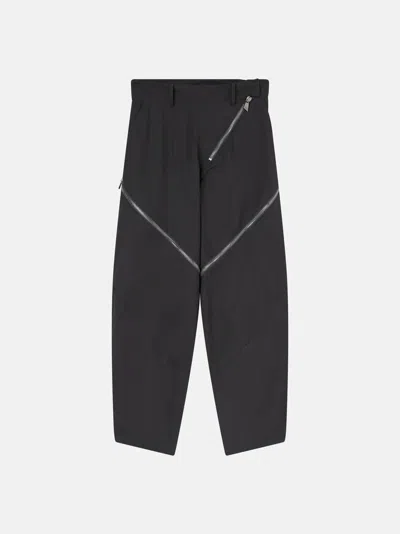 Attico Dark Grey Trousers With Zip Details In Gray