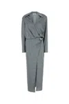 Attico Satin Dress Metallic Accent In Gray