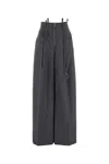 Attico Dark Grey Wool Blend Palazzo Pant In Dark Grey