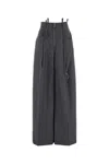 Attico Dark Grey Wool Blend Palazzo Pant In Grey