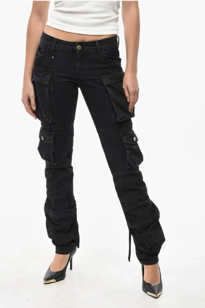 ATTICO DARK WASH CARGO JEANS WITH LOGOED BUTTONS 15CM