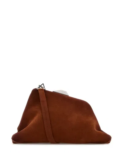 Attico Day Off Suede Clutch Bag In Brown