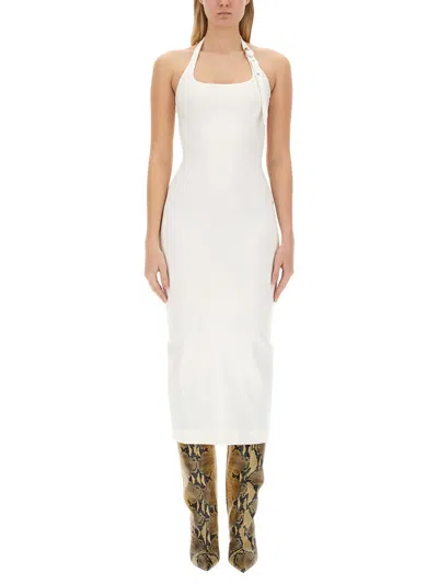 Attico Decorative-buckle Halterneck Dress In White
