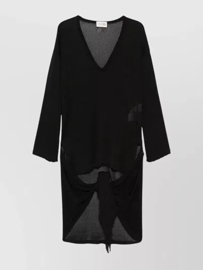 Attico Deep V-neck Sheer Fabric Tie Detail