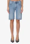 Attico Denim Boyfriend Bermuda Shorts For In Blue