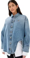 Attico Washed Denim Shirt In Sky Blue