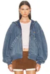 Attico Denim Bomber Jacket In Blue