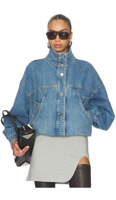 Attico Denim Bomber Jacket In Blue