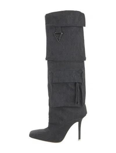 Pre-owned Attico Denim Boots In Blue