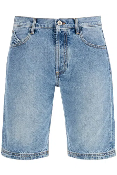 Attico Denim Boyfriend Bermuda Shorts For In Blue