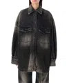 Attico Black Tie-dye Denim Jacket In Black