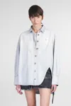 Attico Denim Overshirt With Slit Detail In Blue