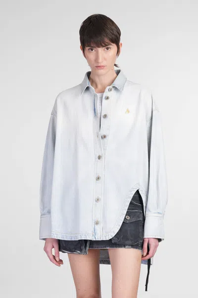 ATTICO DENIM JACKETS IN CYAN COTTON