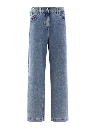 Attico Wide-leg Denim Cotton Jeans In Multi