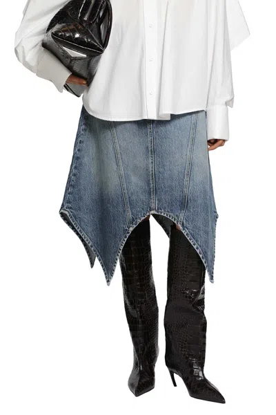 Attico Denim Midi Skirt In Blue