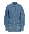 Attico Neutrals Denim Long Puffed Sleeves Mini Dress In Blue