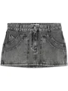 Attico Gray High-waisted Slim Fit Denim Mini Skirt In Black