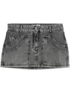 Attico Black Denim Mini Skirt In Black