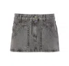 Attico Gray High-waisted Slim Fit Denim Mini Skirt In Black