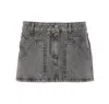 Attico Gray High-waisted Slim Fit Denim Mini Skirt In Black