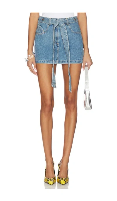 Attico Denim Mini Skirt In Blue