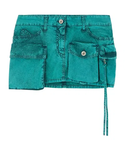 Attico Denim Mini Skirt In Blue