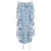 Attico Cargo Denim Skirt In Blue