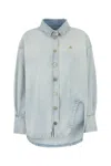 Attico Denim Overshirt With Slit Detail