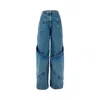 Attico Sky Blue Baggy Jeans With Large Pockets In Blue