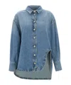 Attico Blue Shirt With Classic Collar And Embroidered Detail On The Front In Cotton Woman In Blue