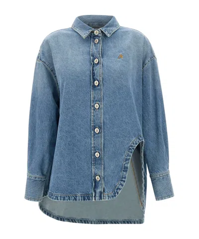 ATTICO THE ATTICO LOGO EMBROIDERED DENIM SHIRT