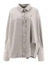 Attico The  Denim Jacket With Cut-out In Gris