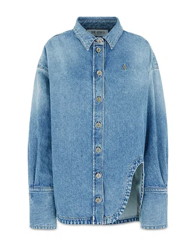 Attico Denim Shirt Jacket In Blue