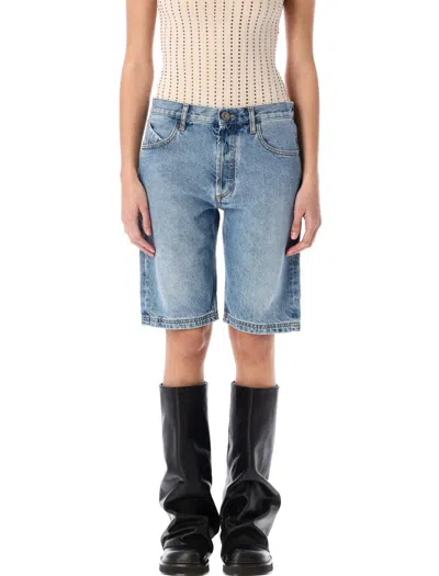 Attico Denim Short Pants In Gnawed Blue