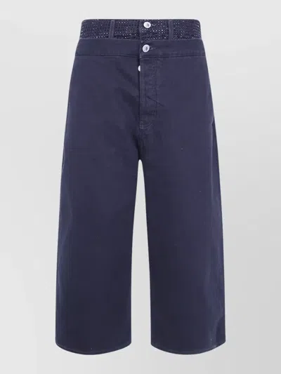 Attico Denim Shorts Belt Loops Thermostrass Detail In Blue