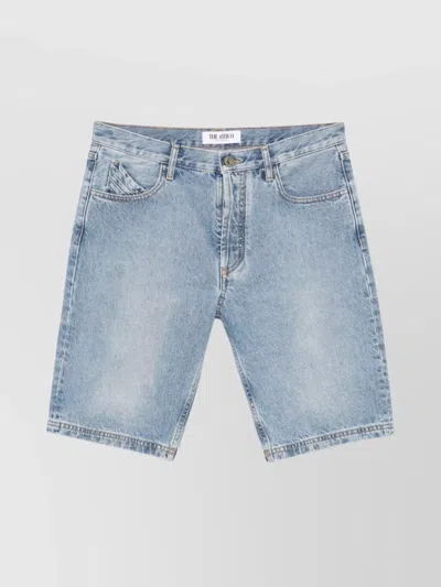 ATTICO DENIM SHORTS WITH BELT LOOPS AND FADED EFFECT