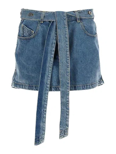 Attico Denim Skirt With Belt