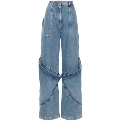 Attico Denim Wide-leg Jeans In Blue