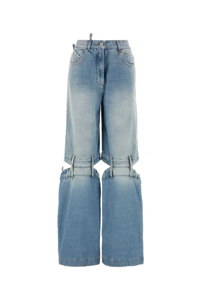 Attico Ashton Mid-rise Wide-leg Jeans In Blue