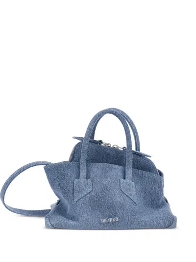 Attico Denim-effect Logo-print Tote Bag In Blue