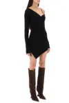 Attico Desai Twisted One-shoulder Rib Mini Dress In Black