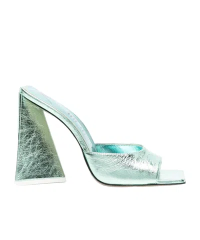 Attico Devon 115mm Leather Mules In Green